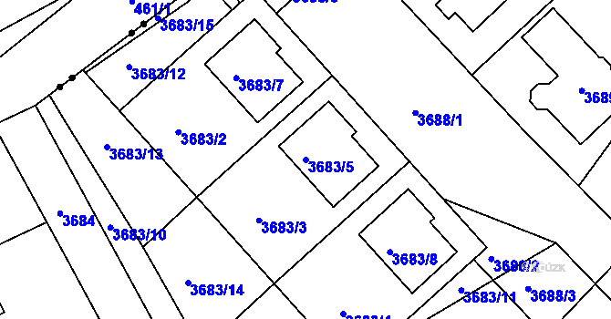 Parcela st. 3683/5 v KÚ Moravský Krumlov, Katastrální mapa