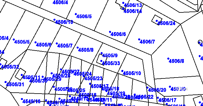 Parcela st. 4505/9 v KÚ Moravský Krumlov, Katastrální mapa