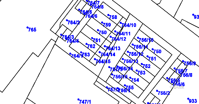 Parcela st. 764/14 v KÚ Moravský Krumlov, Katastrální mapa