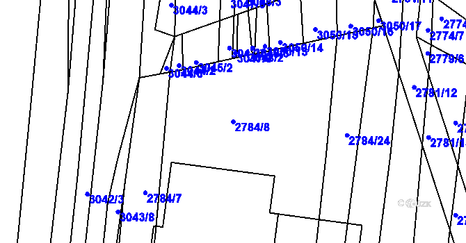 Parcela st. 2784/8 v KÚ Moravský Krumlov, Katastrální mapa
