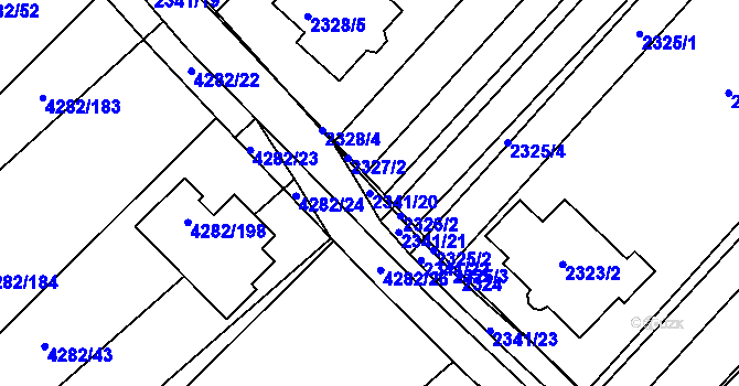 Parcela st. 2341/20 v KÚ Moravský Krumlov, Katastrální mapa