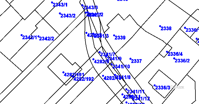 Parcela st. 2341/7 v KÚ Moravský Krumlov, Katastrální mapa