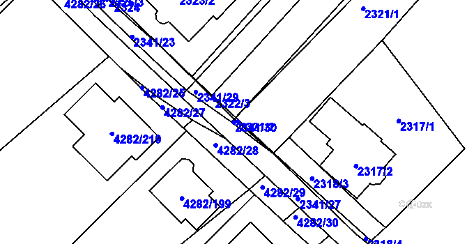 Parcela st. 2341/30 v KÚ Moravský Krumlov, Katastrální mapa