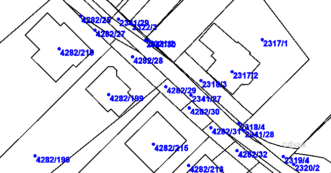 Parcela st. 4282/29 v KÚ Moravský Krumlov, Katastrální mapa