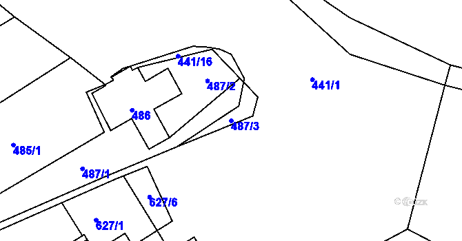 Parcela st. 487/3 v KÚ Moravský Krumlov, Katastrální mapa
