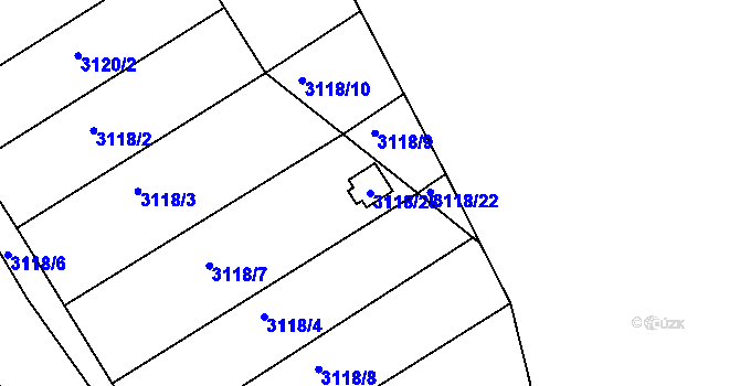 Parcela st. 3118/28 v KÚ Moravský Krumlov, Katastrální mapa