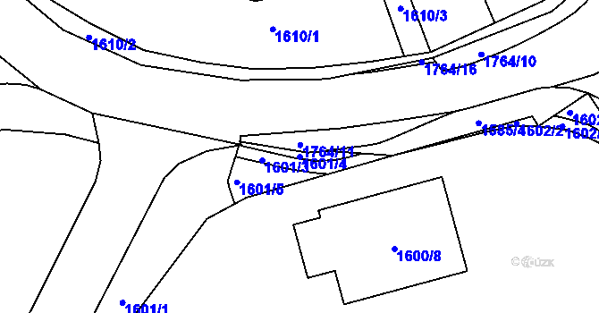 Parcela st. 1601/4 v KÚ Moravský Krumlov, Katastrální mapa