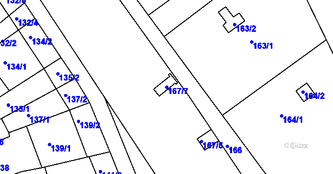 Parcela st. 167/7 v KÚ Moravský Krumlov, Katastrální mapa