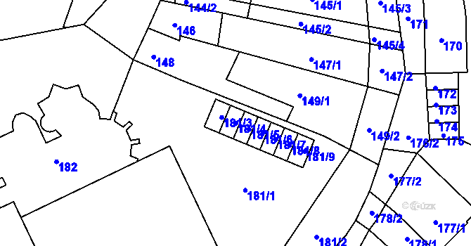 Parcela st. 181/4 v KÚ Moravský Krumlov, Katastrální mapa