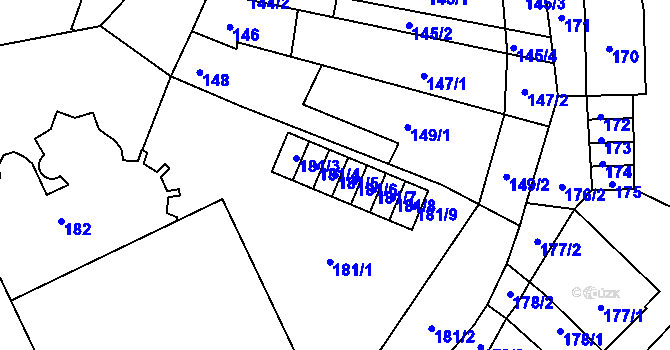 Parcela st. 181/5 v KÚ Moravský Krumlov, Katastrální mapa