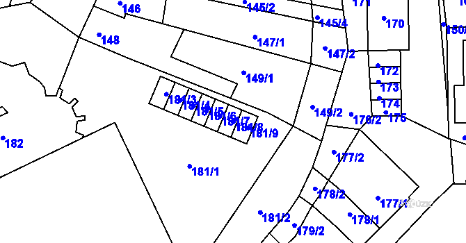 Parcela st. 181/8 v KÚ Moravský Krumlov, Katastrální mapa