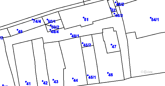Parcela st. 45/2 v KÚ Moravský Krumlov, Katastrální mapa