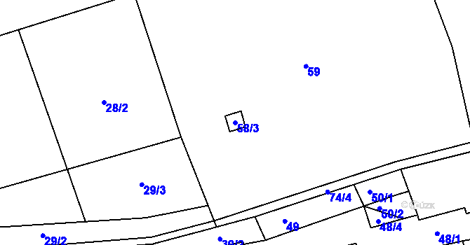 Parcela st. 58/3 v KÚ Moravský Krumlov, Katastrální mapa