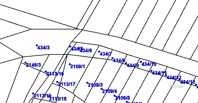 Parcela st. 434/7 v KÚ Moravský Krumlov, Katastrální mapa