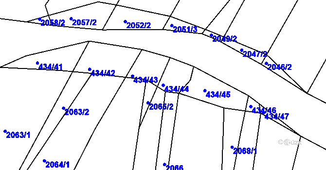 Parcela st. 434/44 v KÚ Moravský Krumlov, Katastrální mapa
