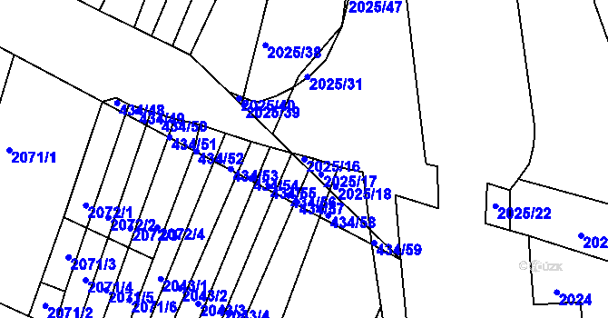 Parcela st. 2025/16 v KÚ Moravský Krumlov, Katastrální mapa