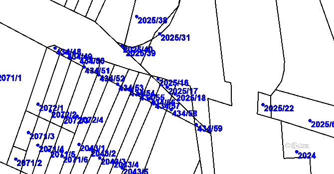 Parcela st. 2025/17 v KÚ Moravský Krumlov, Katastrální mapa