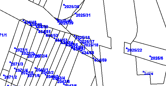 Parcela st. 2025/18 v KÚ Moravský Krumlov, Katastrální mapa