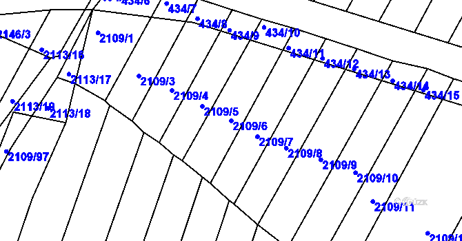 Parcela st. 2109/6 v KÚ Moravský Krumlov, Katastrální mapa