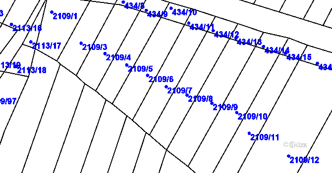Parcela st. 2109/7 v KÚ Moravský Krumlov, Katastrální mapa