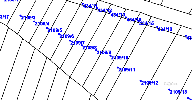 Parcela st. 2109/9 v KÚ Moravský Krumlov, Katastrální mapa