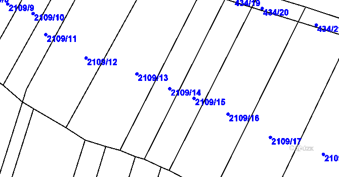 Parcela st. 2109/14 v KÚ Moravský Krumlov, Katastrální mapa