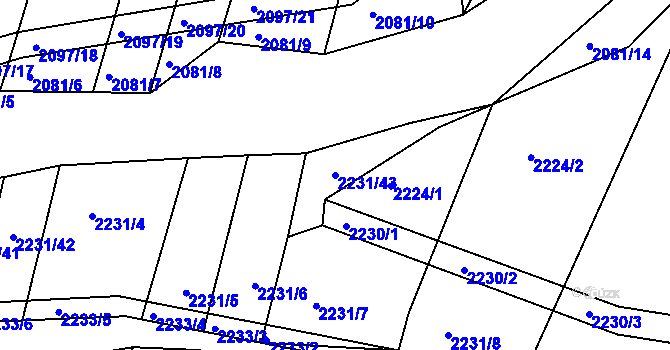 Parcela st. 2231/43 v KÚ Moravský Krumlov, Katastrální mapa