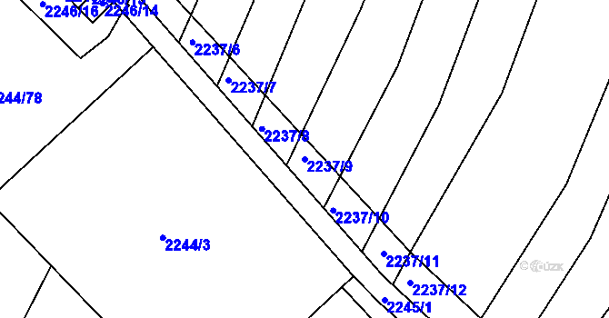 Parcela st. 2237/9 v KÚ Moravský Krumlov, Katastrální mapa