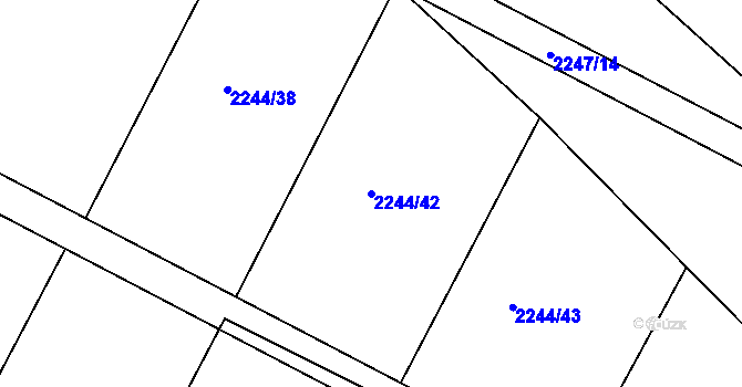 Parcela st. 2244/42 v KÚ Moravský Krumlov, Katastrální mapa