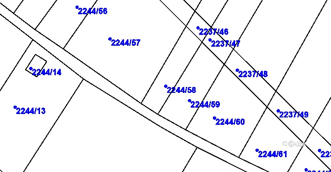 Parcela st. 2244/58 v KÚ Moravský Krumlov, Katastrální mapa