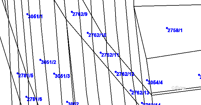 Parcela st. 2762/11 v KÚ Moravský Krumlov, Katastrální mapa