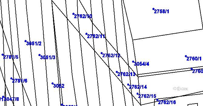 Parcela st. 2762/12 v KÚ Moravský Krumlov, Katastrální mapa