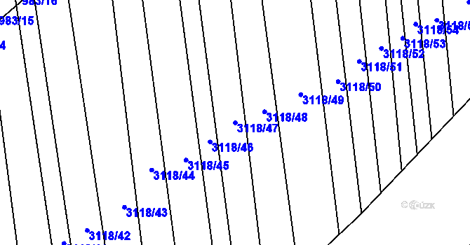 Parcela st. 3118/47 v KÚ Moravský Krumlov, Katastrální mapa