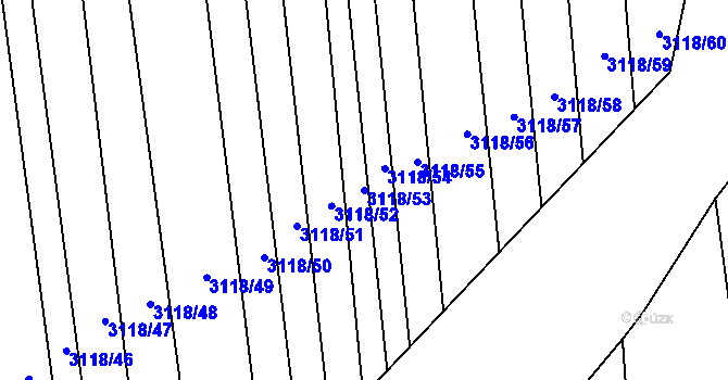 Parcela st. 3118/53 v KÚ Moravský Krumlov, Katastrální mapa