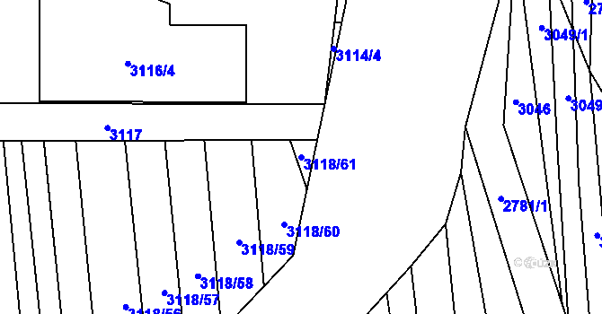 Parcela st. 3118/61 v KÚ Moravský Krumlov, Katastrální mapa