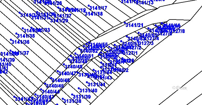 Parcela st. 3140/57 v KÚ Moravský Krumlov, Katastrální mapa