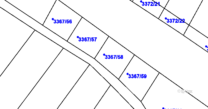 Parcela st. 3367/58 v KÚ Moravský Krumlov, Katastrální mapa