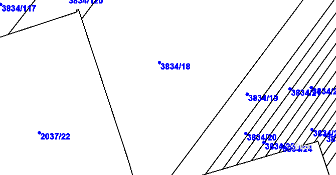 Parcela st. 3834/17 v KÚ Moravský Krumlov, Katastrální mapa