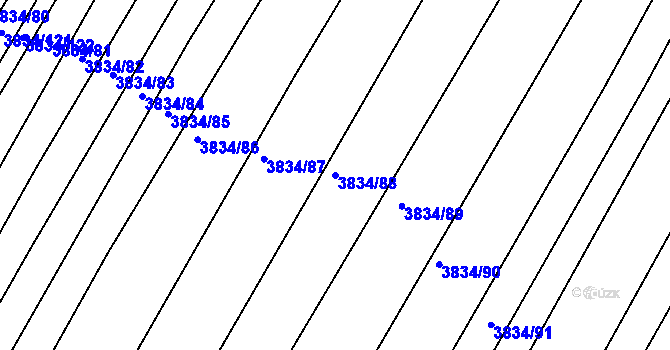 Parcela st. 3834/88 v KÚ Moravský Krumlov, Katastrální mapa