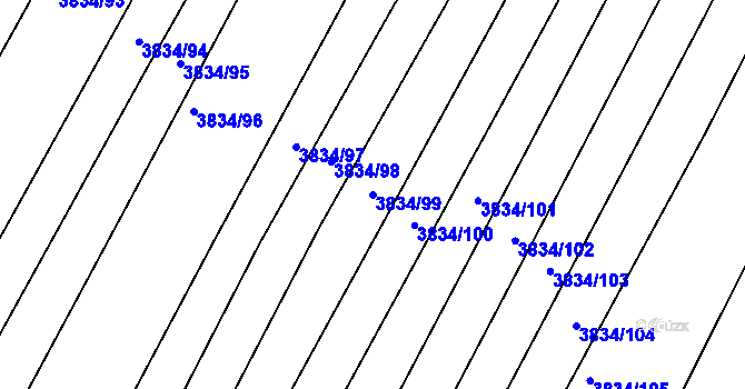 Parcela st. 3834/99 v KÚ Moravský Krumlov, Katastrální mapa