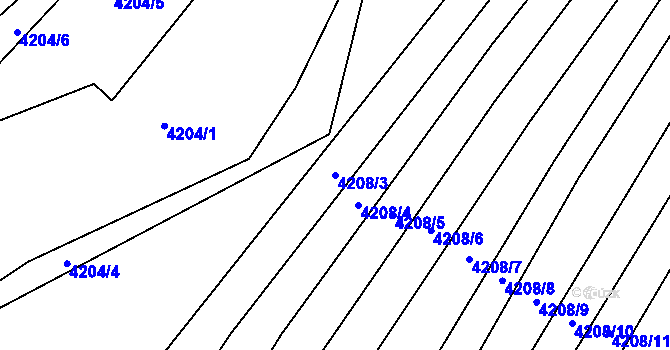 Parcela st. 4208/3 v KÚ Moravský Krumlov, Katastrální mapa