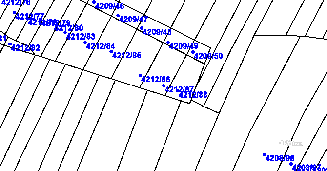 Parcela st. 4212/87 v KÚ Moravský Krumlov, Katastrální mapa