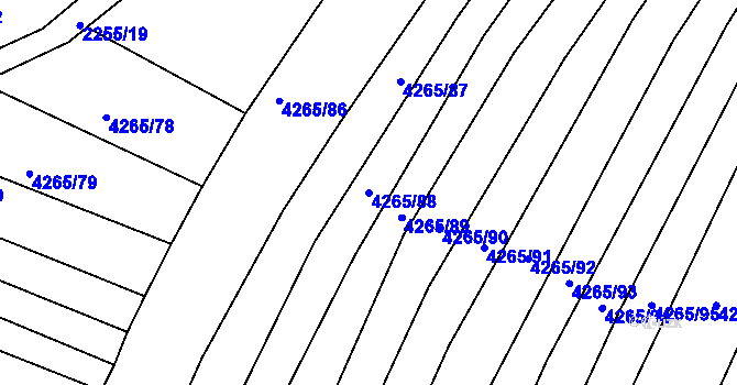 Parcela st. 4265/88 v KÚ Moravský Krumlov, Katastrální mapa