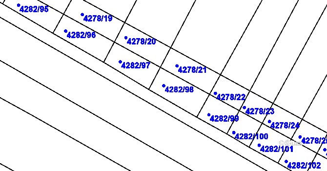 Parcela st. 4282/98 v KÚ Moravský Krumlov, Katastrální mapa