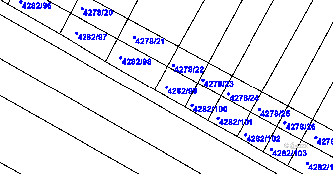 Parcela st. 4282/99 v KÚ Moravský Krumlov, Katastrální mapa