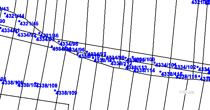 Parcela st. 4334/98 v KÚ Moravský Krumlov, Katastrální mapa