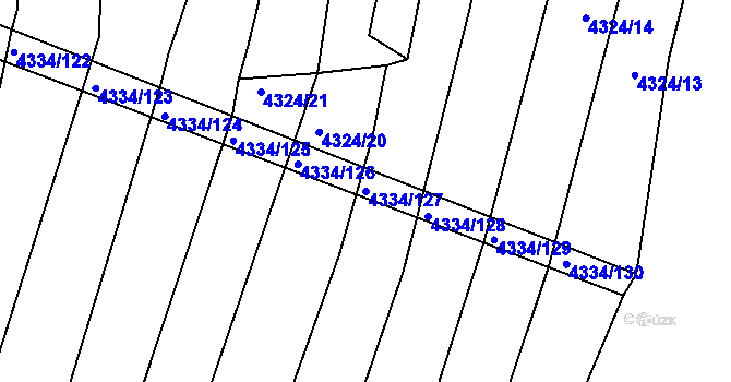 Parcela st. 4334/127 v KÚ Moravský Krumlov, Katastrální mapa