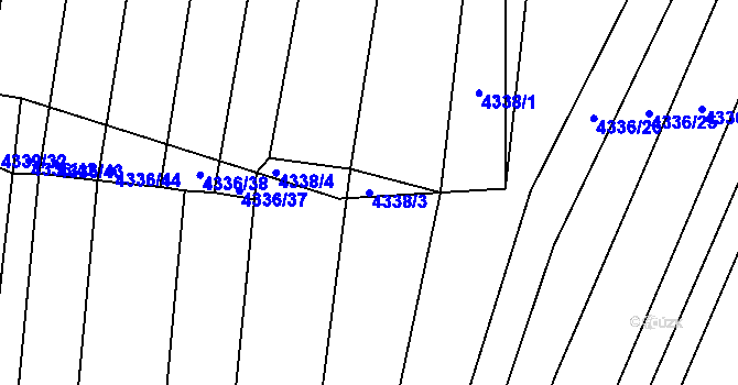 Parcela st. 4338/3 v KÚ Moravský Krumlov, Katastrální mapa