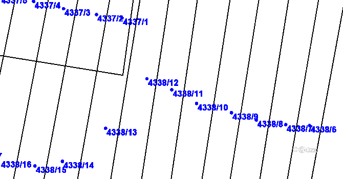 Parcela st. 4338/11 v KÚ Moravský Krumlov, Katastrální mapa