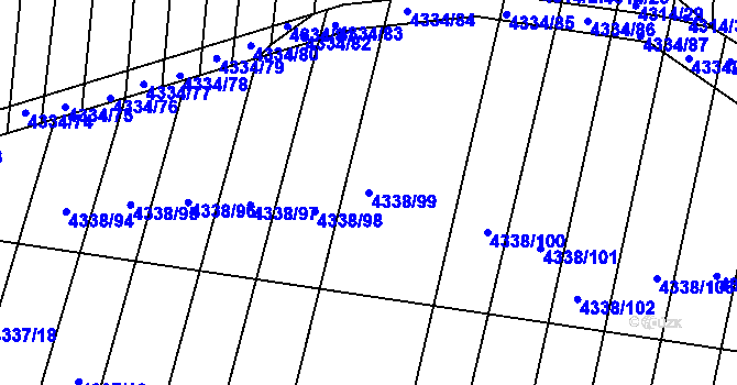 Parcela st. 4338/99 v KÚ Moravský Krumlov, Katastrální mapa